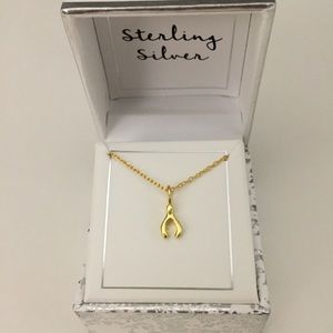 Sterling Silver Mini Wishbone Pendant Necklace